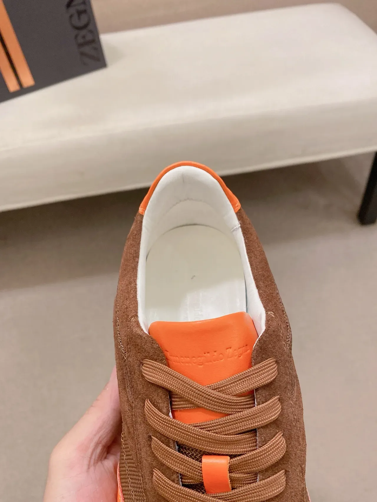 Orange and Brown Two-Tone Lifestyle Sneaker 6