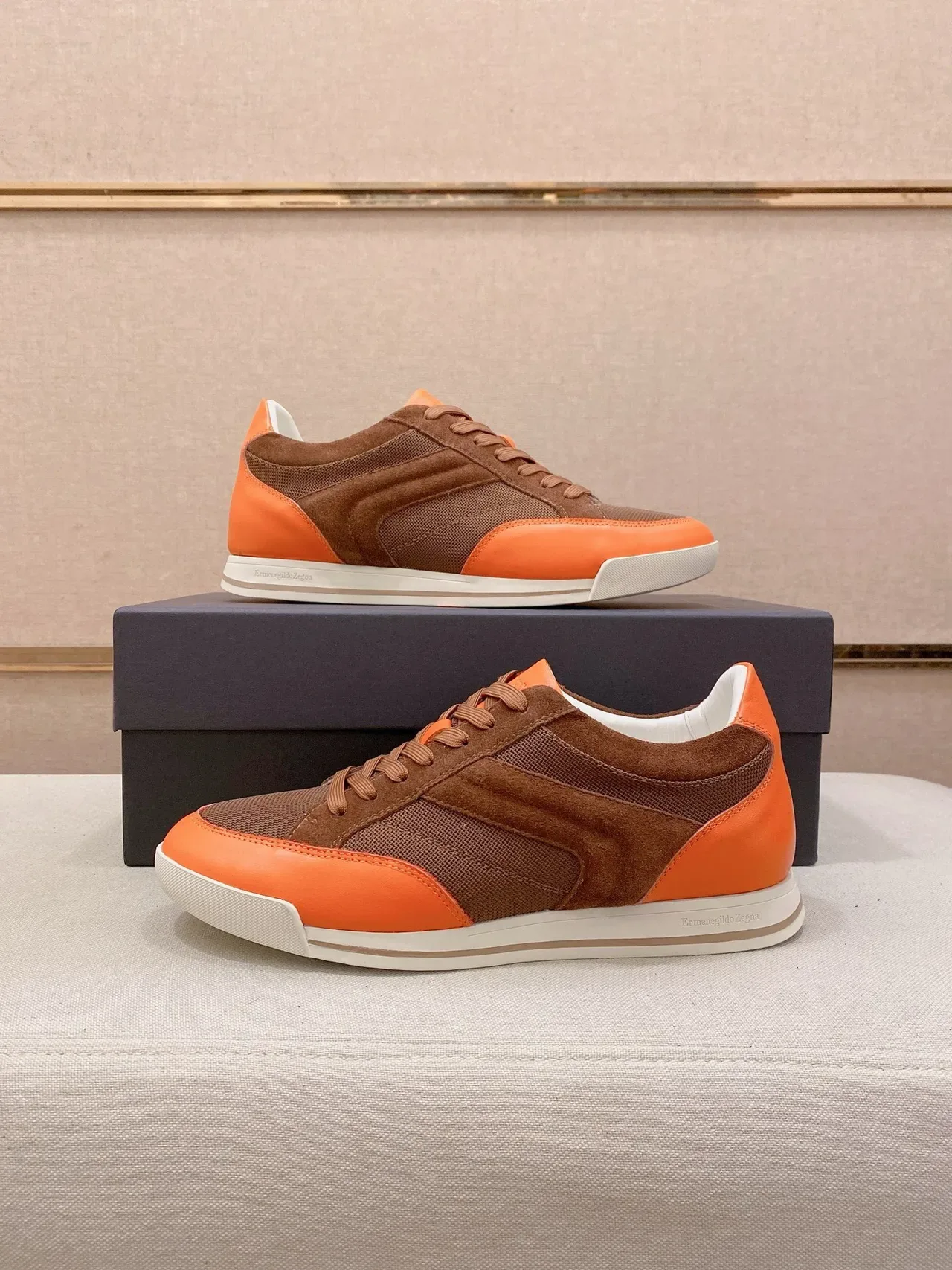 Orange and Brown Two-Tone Lifestyle Sneaker 7