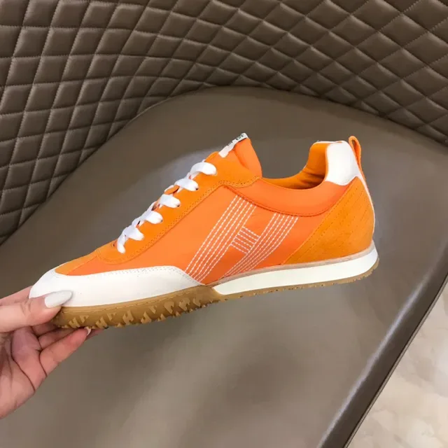 Orange and White Two-Tone Stitched Panel Lifestyle Sneaker 3