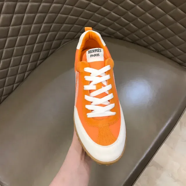 Orange and White Two-Tone Stitched Panel Lifestyle Sneaker 4