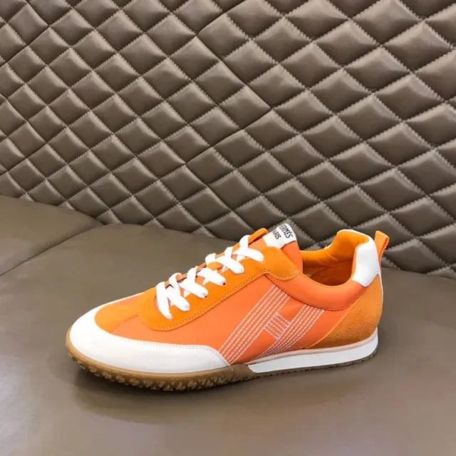 Orange and White Two-Tone Stitched Panel Lifestyle Sneaker 5