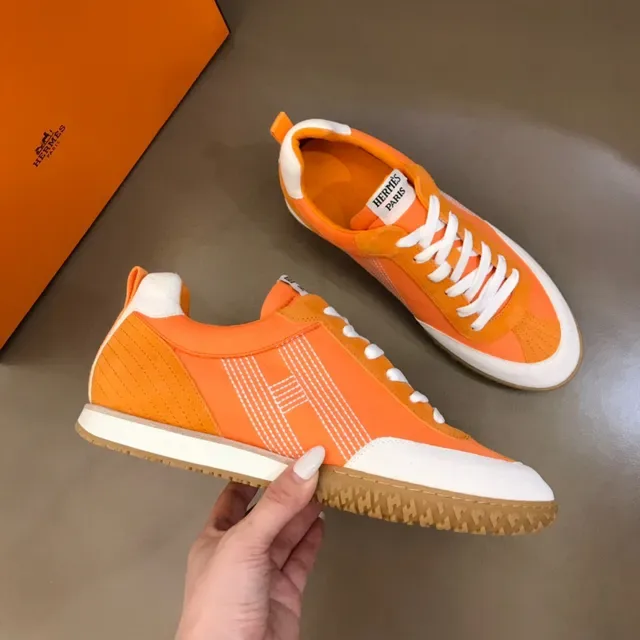 Orange and White Two-Tone Stitched Panel Lifestyle Sneaker 6