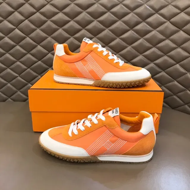 Orange and White Two-Tone Stitched Panel Lifestyle Sneaker 7
