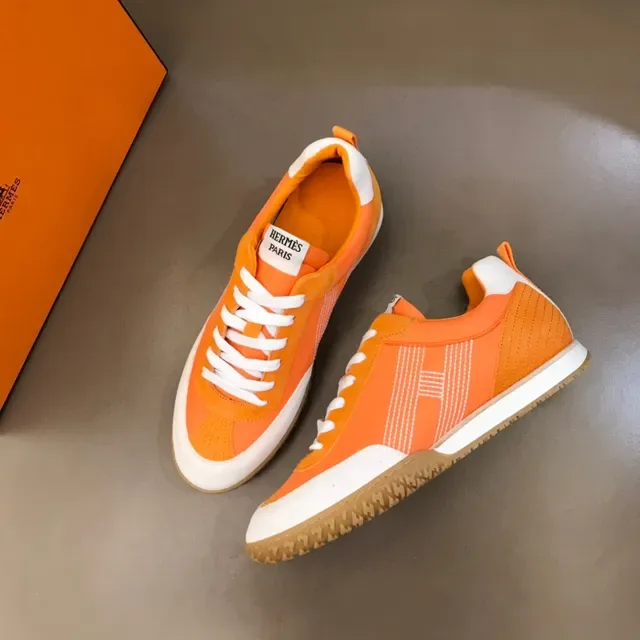 Orange and White Two-Tone Stitched Panel Lifestyle Sneaker 8