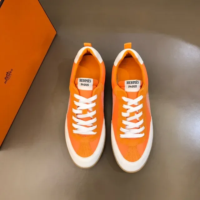 Orange and White Two-Tone Stitched Panel Lifestyle Sneaker 9
