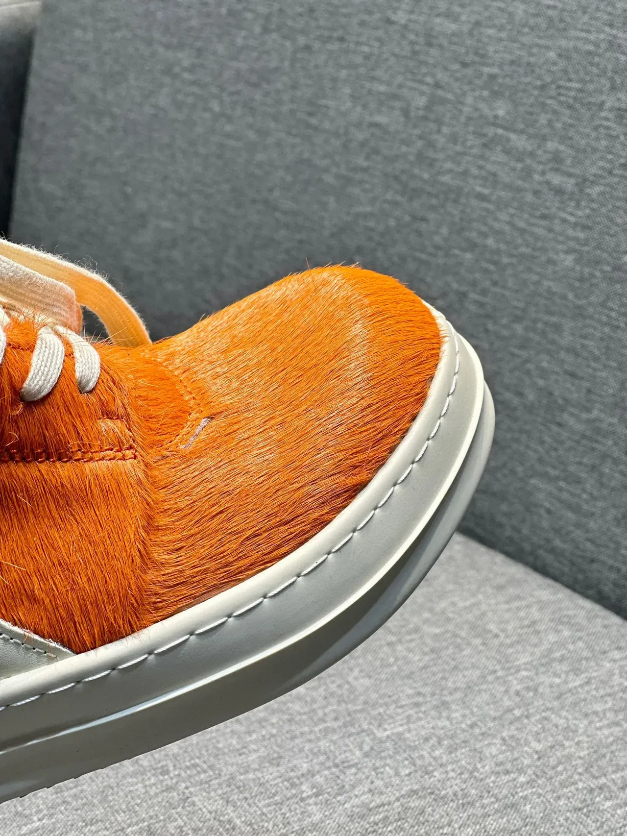 Orange Fur and Cream Panel High-Top Sneaker 3