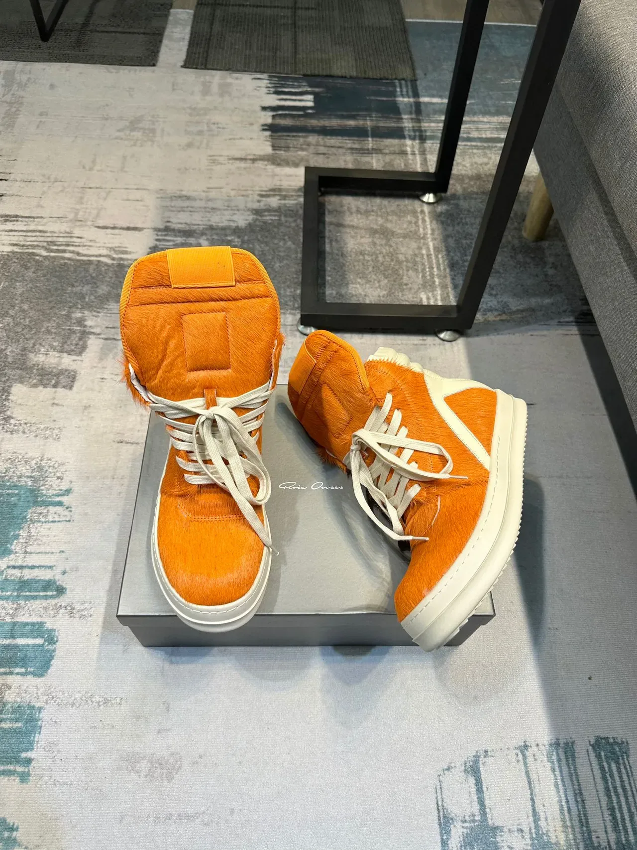Orange Fur and Cream Panel High-Top Sneaker 4