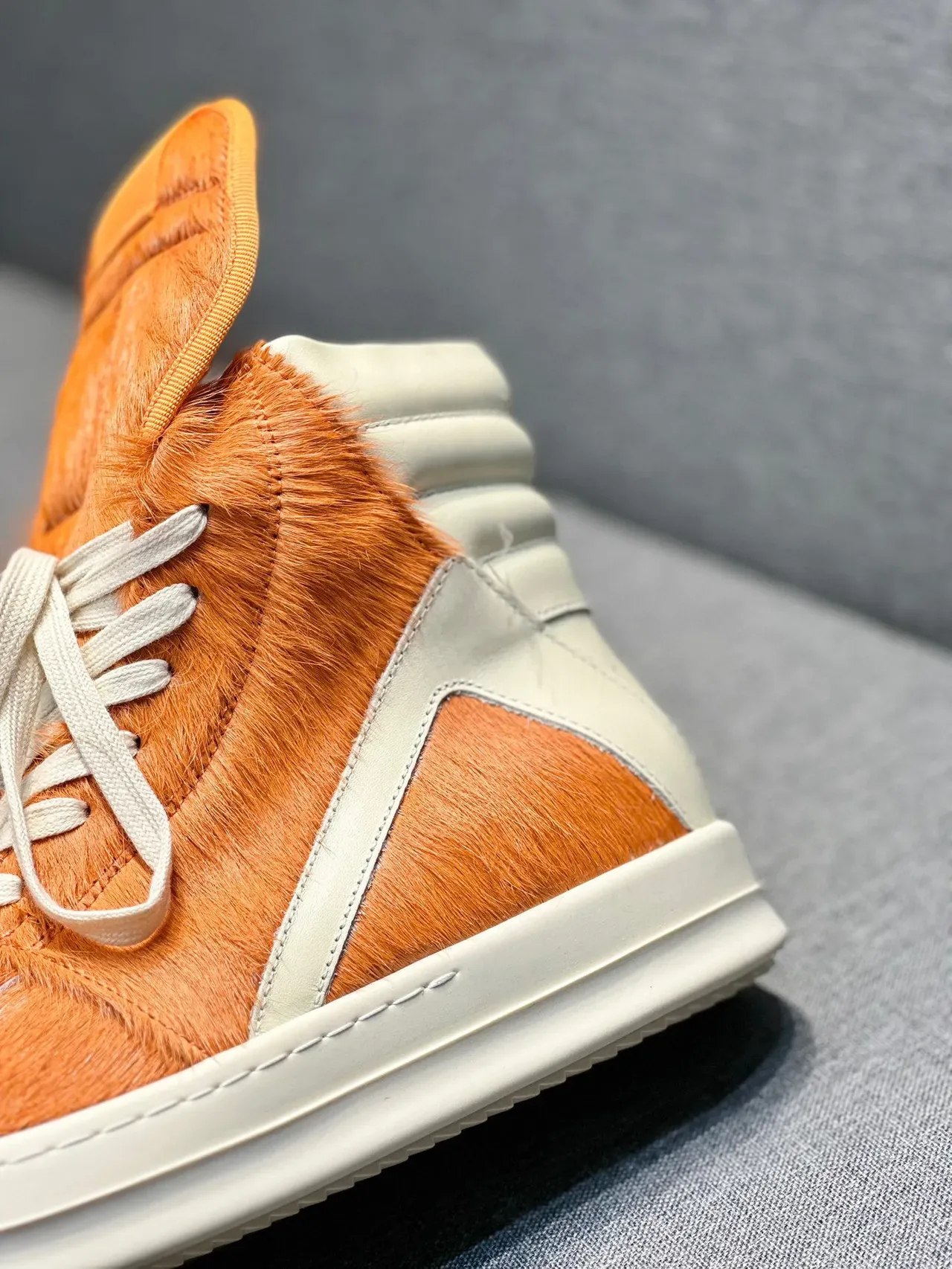 Orange Fur and Cream Panel High-Top Sneaker 8