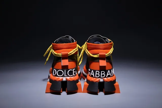 Orange Green High-Top Sole Chunky Sneakers 2