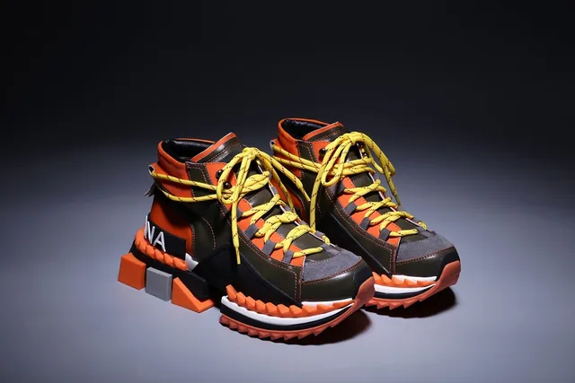 Orange Green High-Top Sole Chunky Sneakers 3