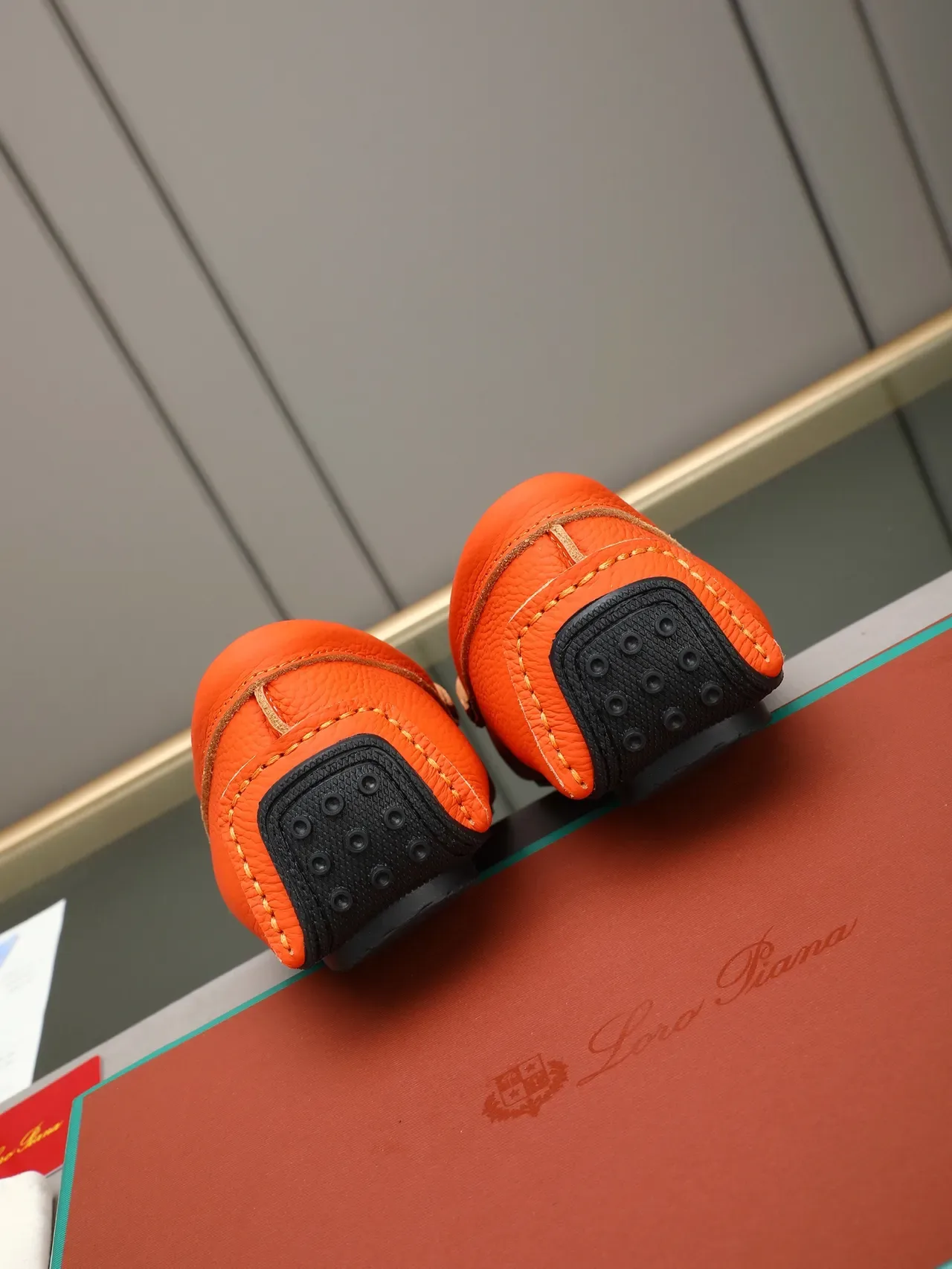 Orange Pebbled Leather Tassel Loafer 4