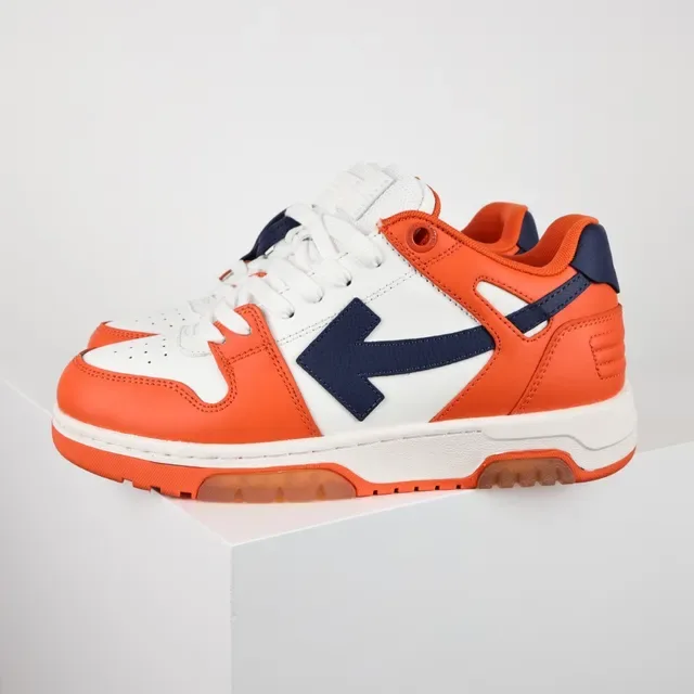 Orange White Navy Color-Blocked Low-Top Lifestyle Sneakers 1