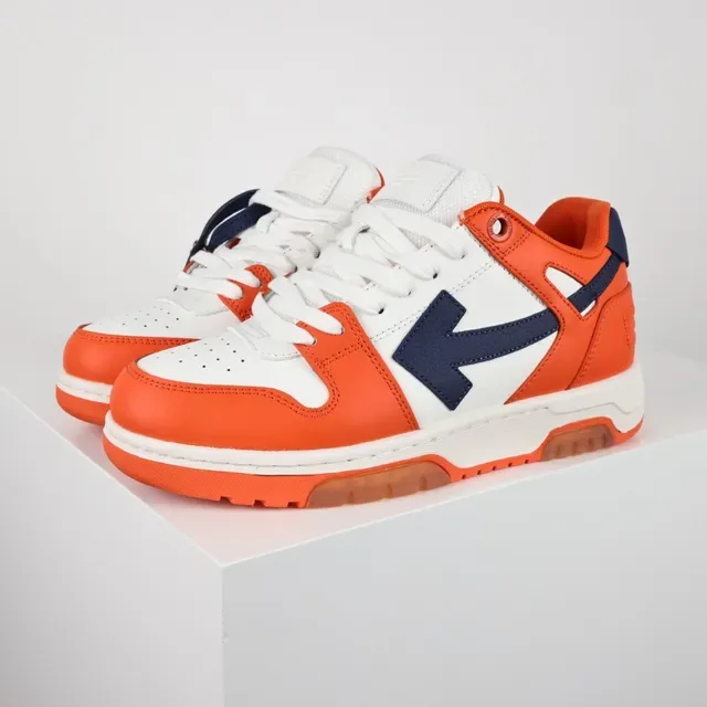 Orange White Navy Color-Blocked Low-Top Lifestyle Sneakers 2