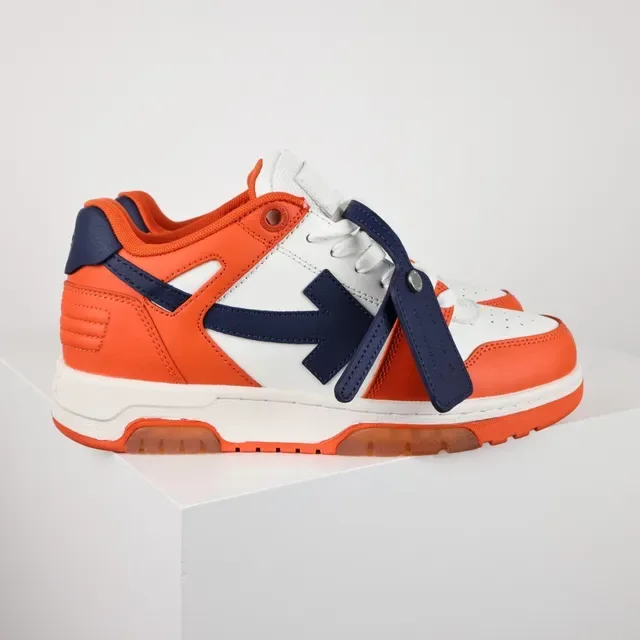 Orange White Navy Color-Blocked Low-Top Lifestyle Sneakers 3