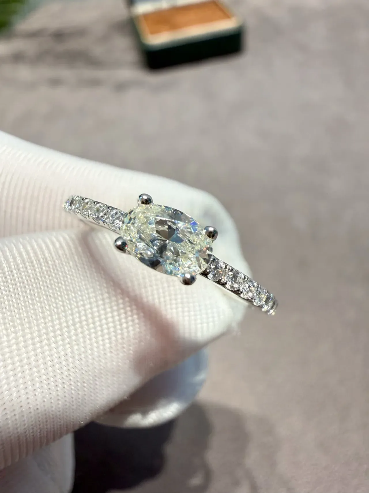 Oval-Cut Yellow and White Gemstone Pavé Diamond Rings 5