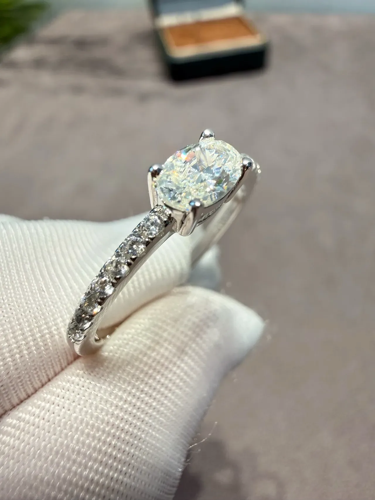 Oval-Cut Yellow and White Gemstone Pavé Diamond Rings 6