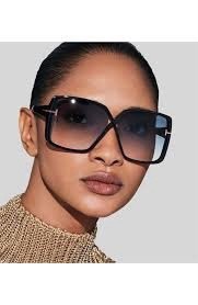 Oversized Rectangular Black Gradient Lens Sunglasses 5