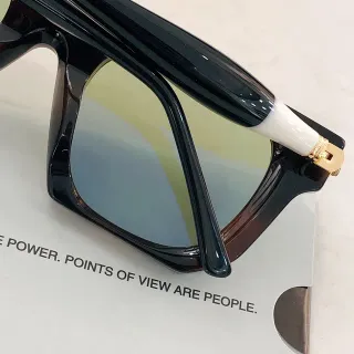 Oversized Square Two-Tone Acetate Gradient Mirrored Sunglasses
