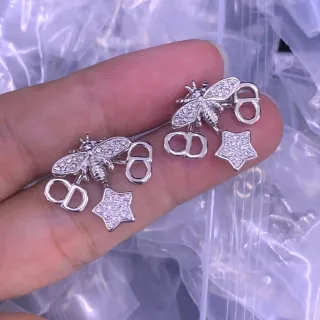 Pavé-Crystal Bee and Star Charm Earrings