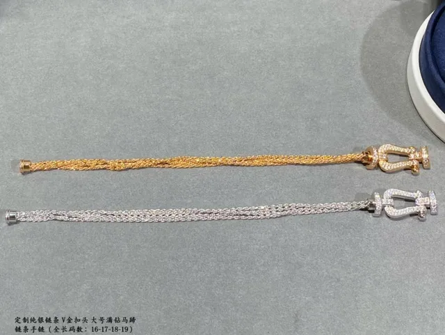 Pavé-Set Horseshoe Clasp Woven Mesh Chain Bracelets 4