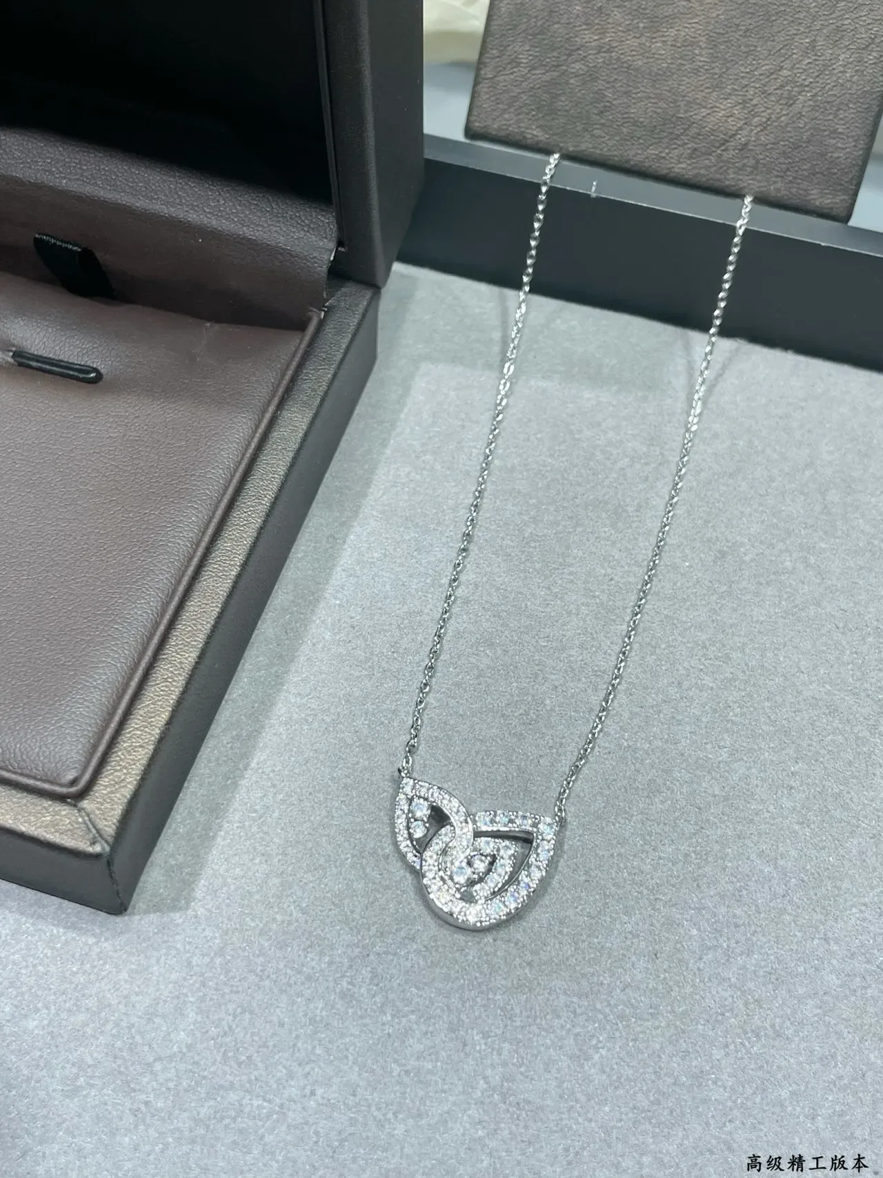 Pavé-Set Interlocking Teardrop Motif Silver-Tone Necklace 5