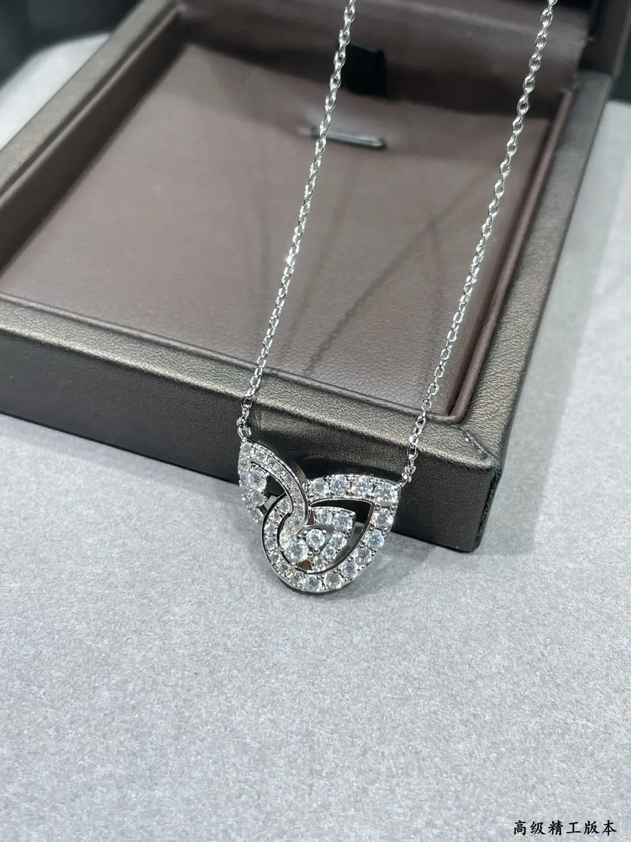 Pavé-Set Interlocking Teardrop Motif Silver-Tone Necklace 6