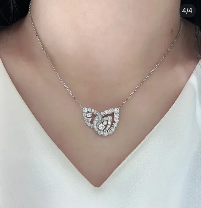 Pavé-Set Interlocking Teardrop Motif Silver-Tone Necklace 8