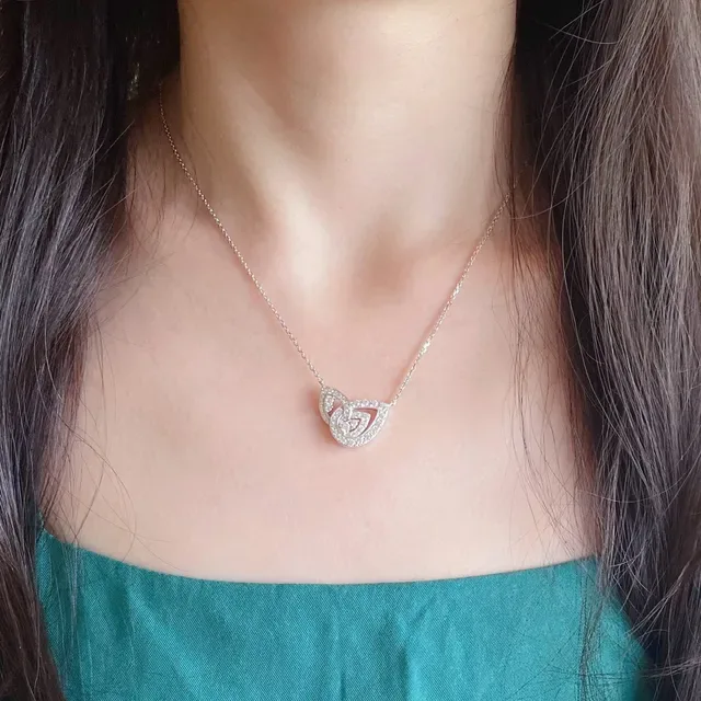 Pavé-Set Interlocking Teardrop Motif Silver-Tone Necklace 9