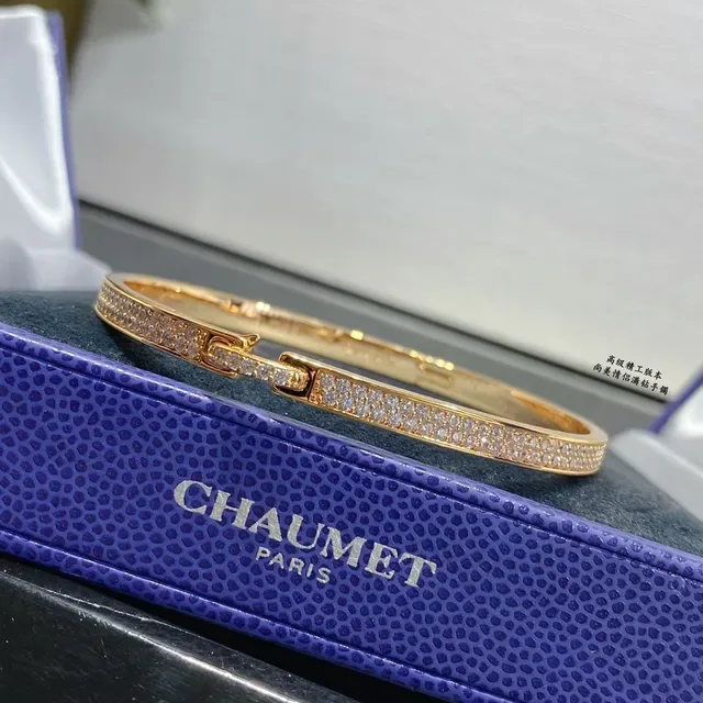Pave-Set Rectangular Hinged Bangle Bracelet 6