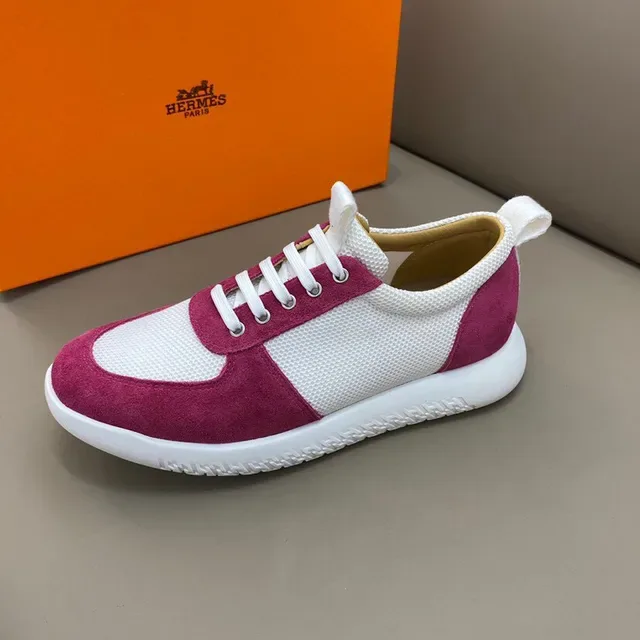 Pink and White Mesh-Suede Panel Low-Top Lifestyle Sneaker 6