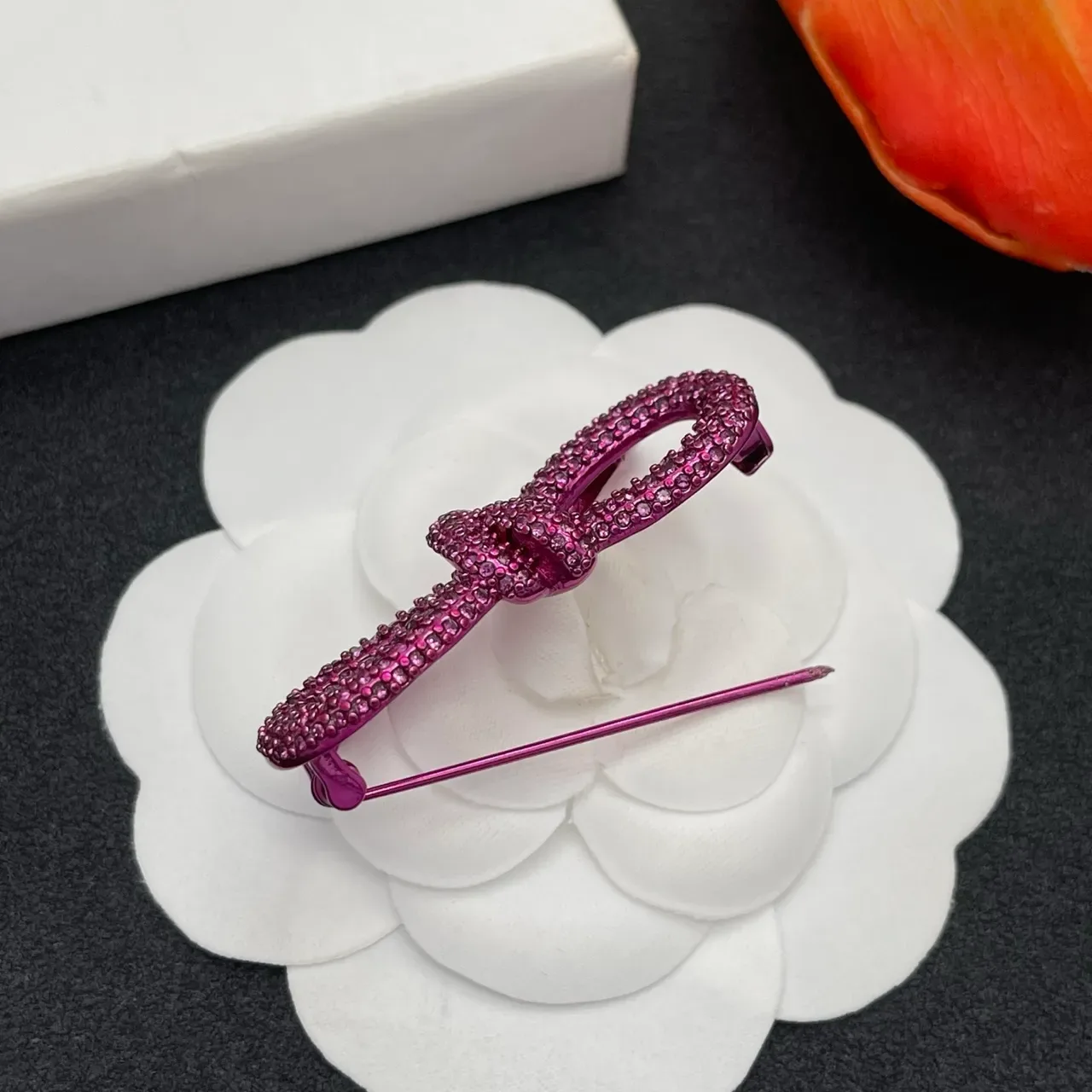 Pink Bow-Shaped Pavé-Crystal Encrusted Brooch 4
