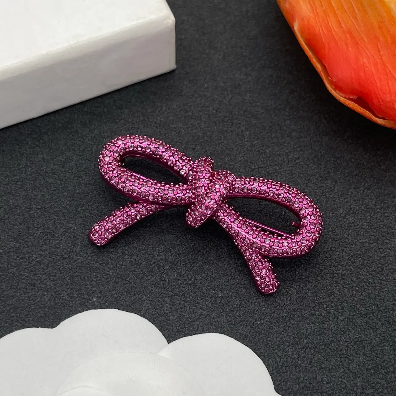 Pink Bow-Shaped Pavé-Crystal Encrusted Brooch 6