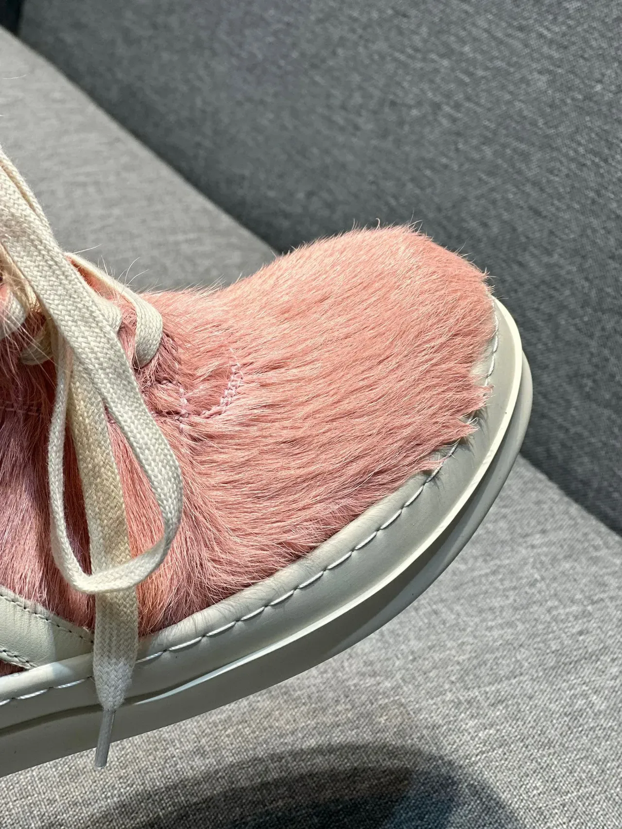 Pink Fur-Paneled High-Top Sneaker 4