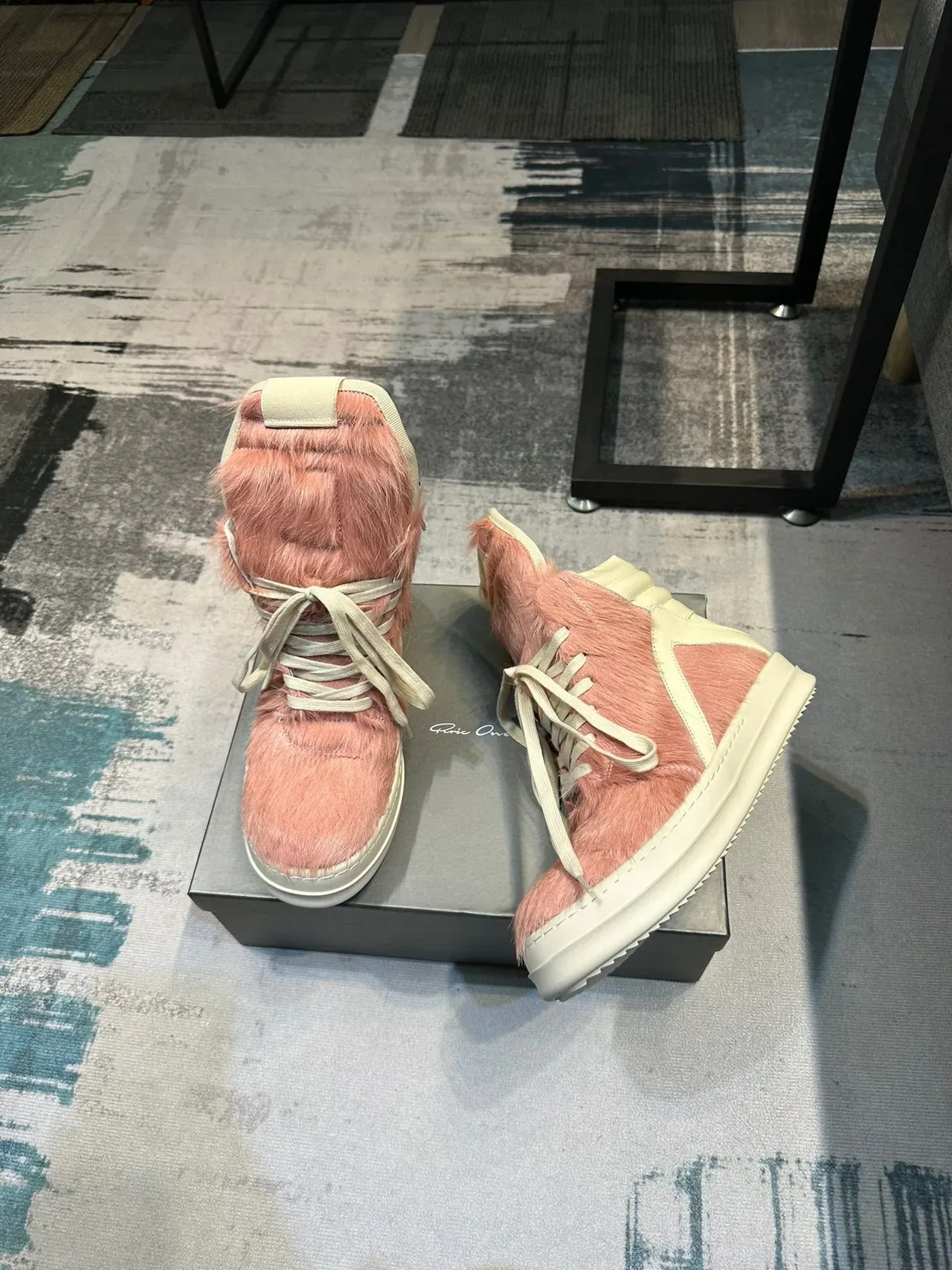 Pink Fur-Paneled High-Top Sneaker 5