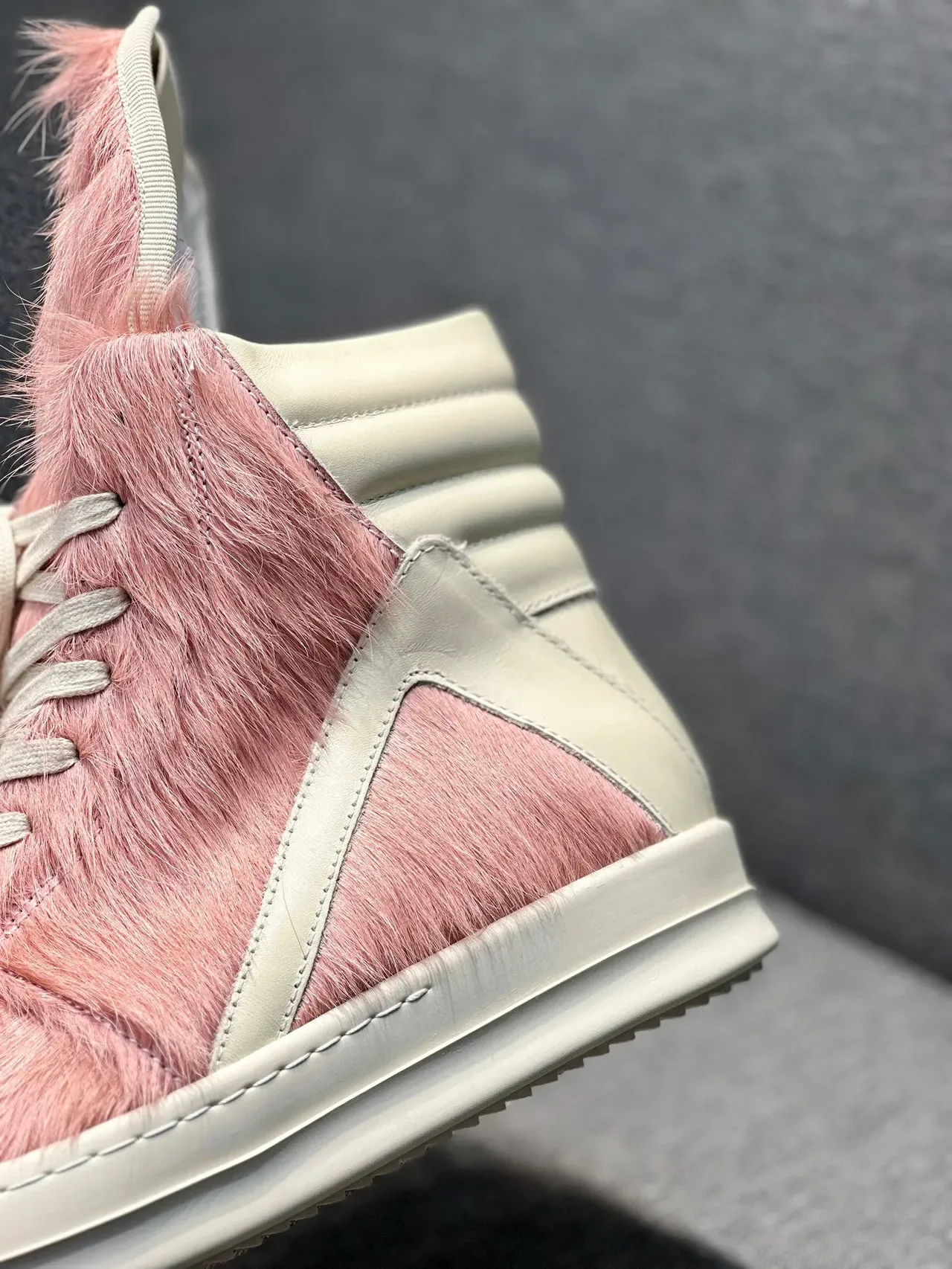 Pink Fur-Paneled High-Top Sneaker 8