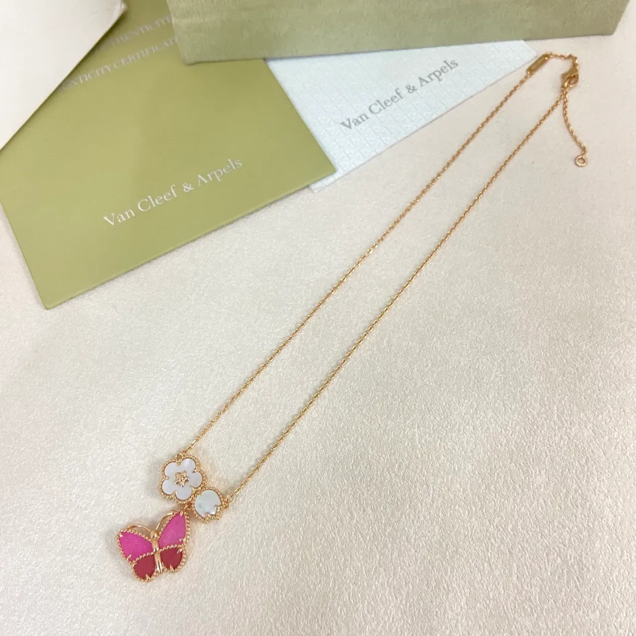 Pink Gold Beaded Bezel Enamel Butterfly Jewelry 4