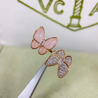 Pink Gold Butterfly Silhouette Pavé Crystal Wings Ring