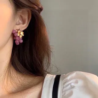 Pink Gold Matte Bead Texture Floral Accent Earrings