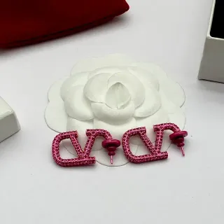 Pink Pave-Set Geometric Logo Stud Earrings