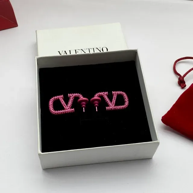 Pink Pave-Set Geometric Logo Stud Earrings 4
