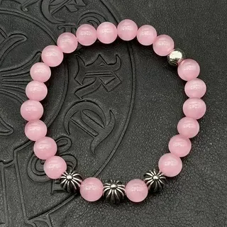 Pink Silver Beaded Spherical Bracelet 7