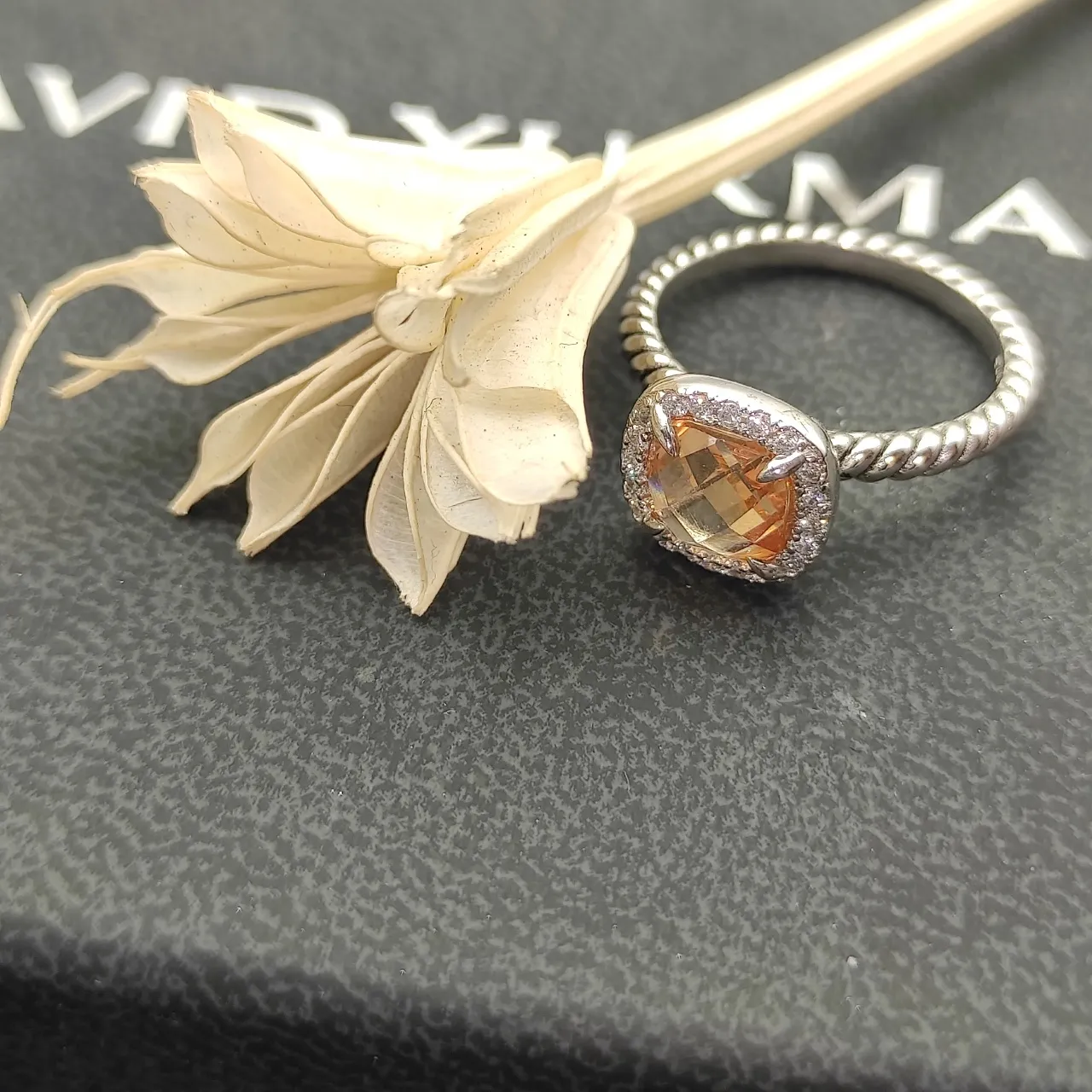 Pink Silver Cushion-Cut Center Stone Pave Halo Ring 5