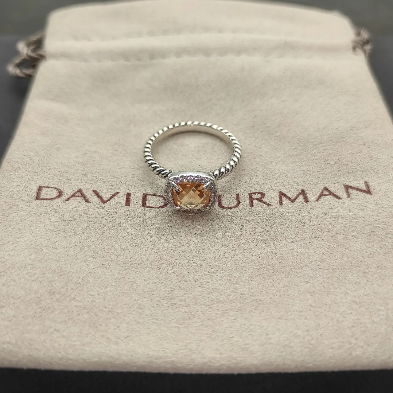 Pink Silver Cushion-Cut Center Stone Pave Halo Ring 7
