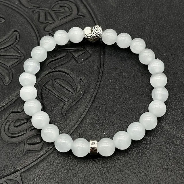 Pink White Beaded Spherical Beads Bracelet 4