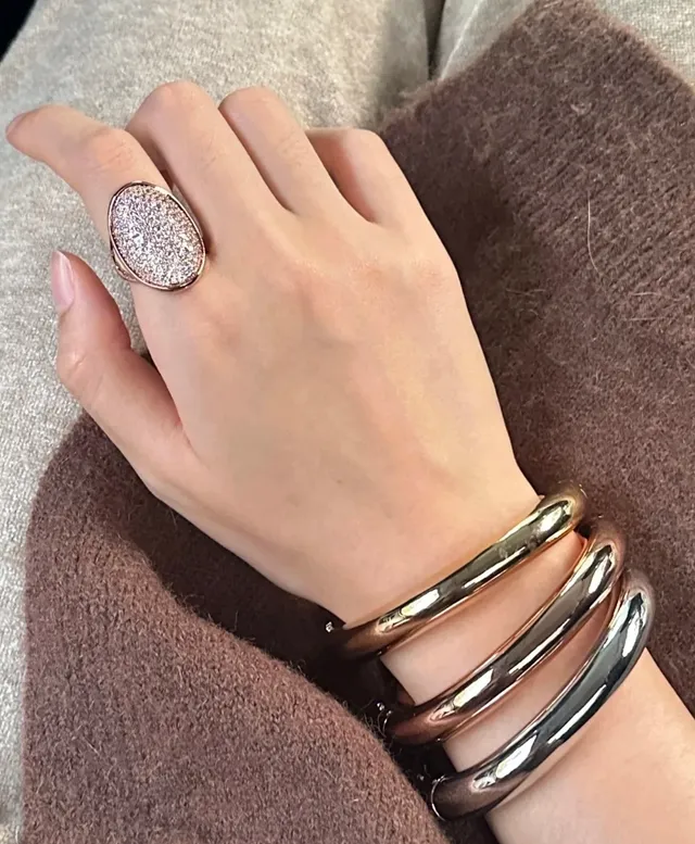 Polished Gold Minimalist Rigid Bangle Bracelet 3