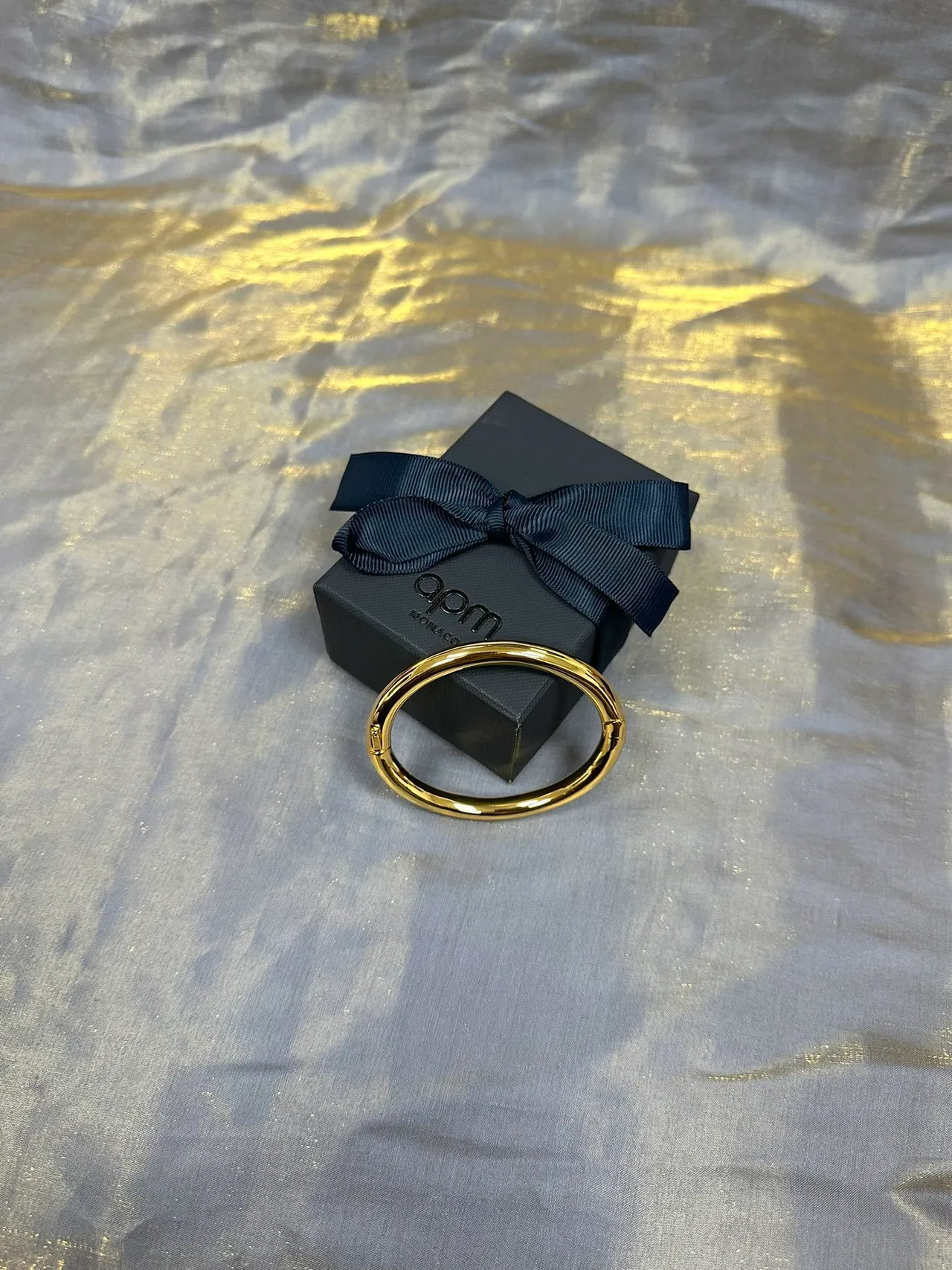 Polished Gold Minimalist Rigid Bangle Bracelet 7