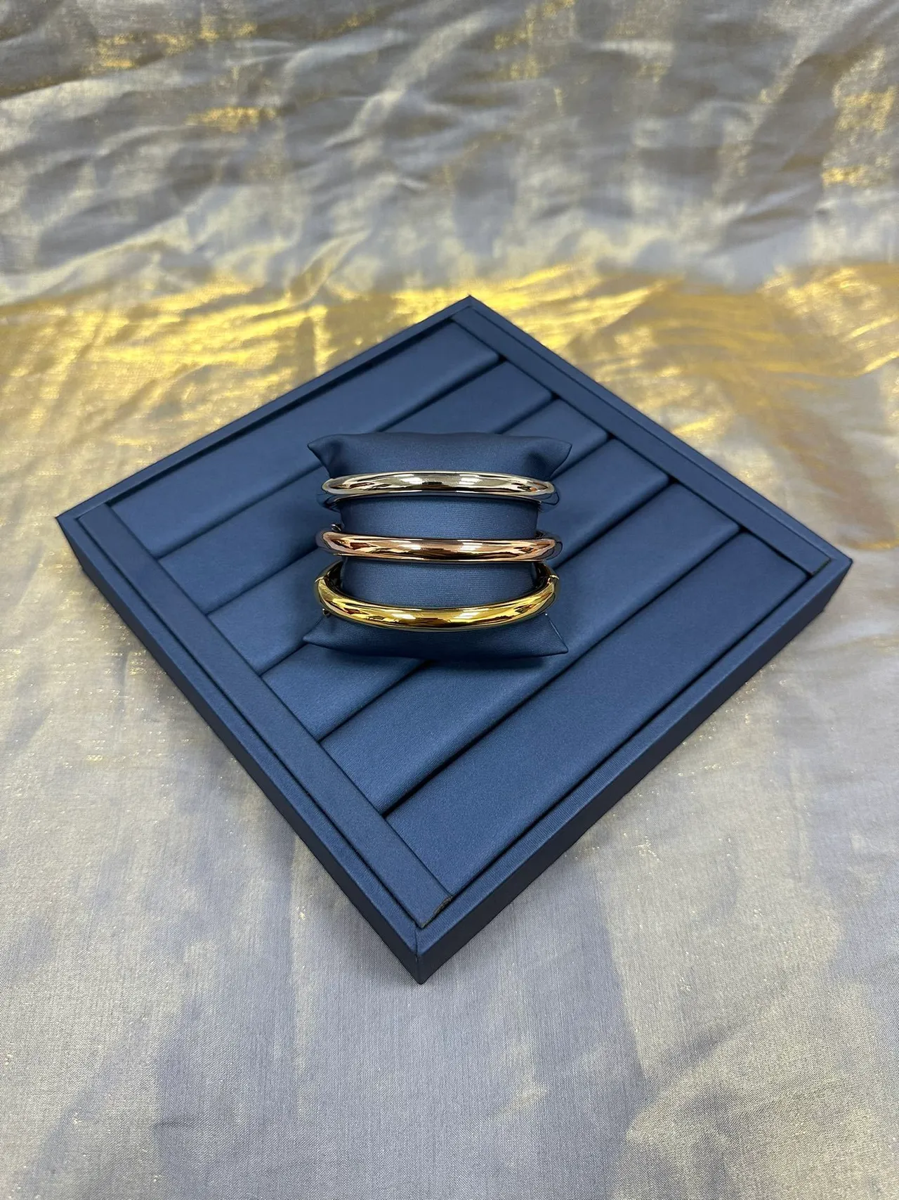 Polished Gold Minimalist Rigid Bangle Bracelet 9