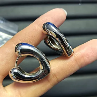 Polished Silver-Tone Asymmetrical Sculptural Hoop Earrings