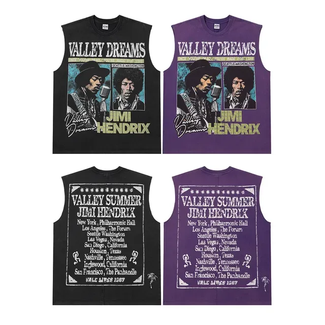 Purple and Black Jimi Hendrix Graphic Vest Top 2