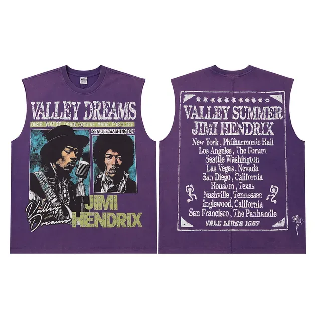 Purple and Black Jimi Hendrix Graphic Vest Top 3